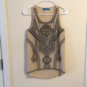 Embroidered chiffon tank top